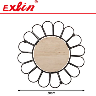 Posaplatos Salvamanteles Redondo Girasol Metal y Madera 20cm