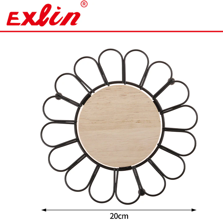 Posaplatos Salvamanteles Redondo Girasol Metal y Madera 20cm 1