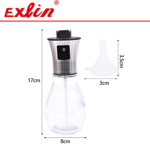 Dispensador Spray para Aceite 17cm Vidrio y Acero con Embudo