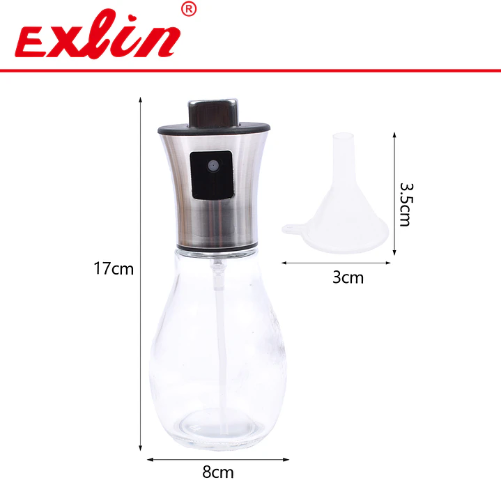 Dispensador Spray para Aceite 17cm Vidrio y Acero con Embudo 1