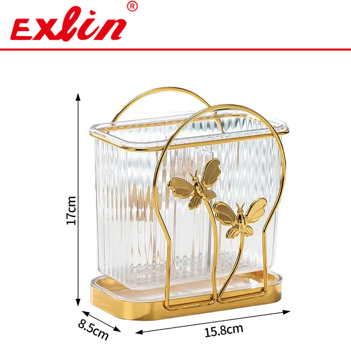 Portacubiertos y Escurridor de Acrílico Dorado Mariposas  1