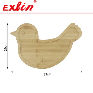 Tabla y Bandeja de Bambú Forma Pájaro 33cm 