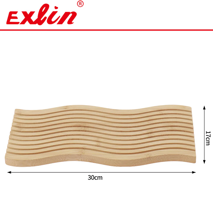 Tabla Posaollas de Bambú Rectangular Ondulada XL 30x17cm 1