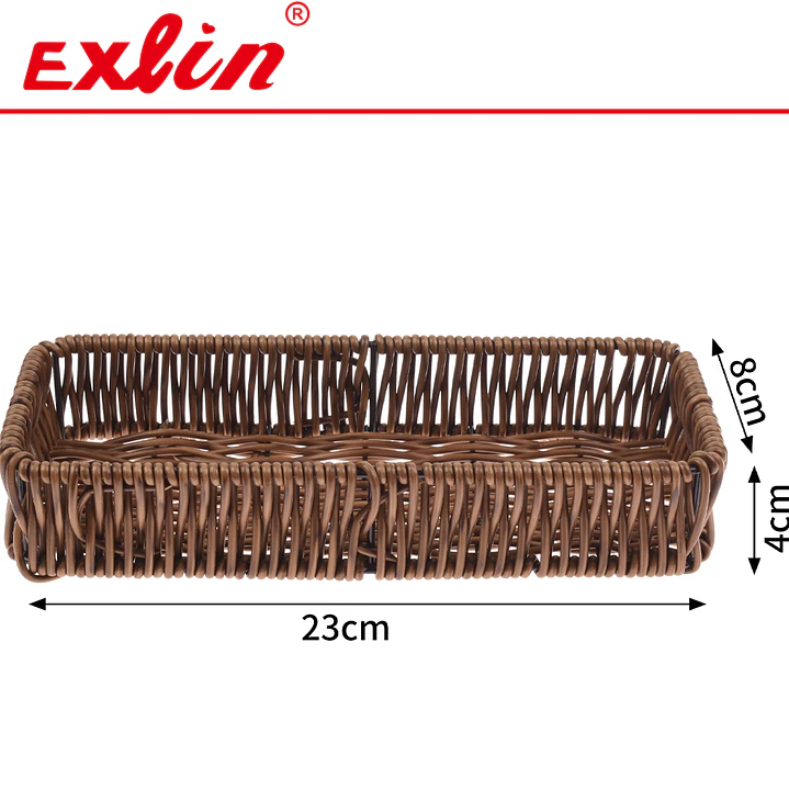 Canasto Organizador de Cubiertos y Pan 23x8x4cm – Cestería de Símil Ratán Exlin 1