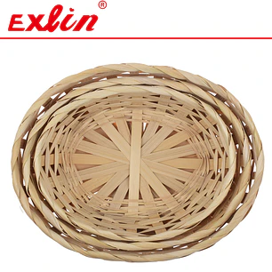 Set de Canastos Ovalados de Bambú Natural 23x16cm 