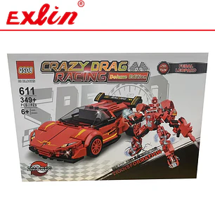 Set de Bloques de Construcción Auto de Carrera y Robot Mecha 2 en 1 