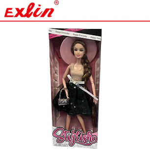 Muñeca de Colección Elegante con Sombrero y Cartera