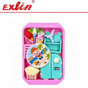 Set de Cocina y Comida de Juguete Infantil con Mini Refrigerador 