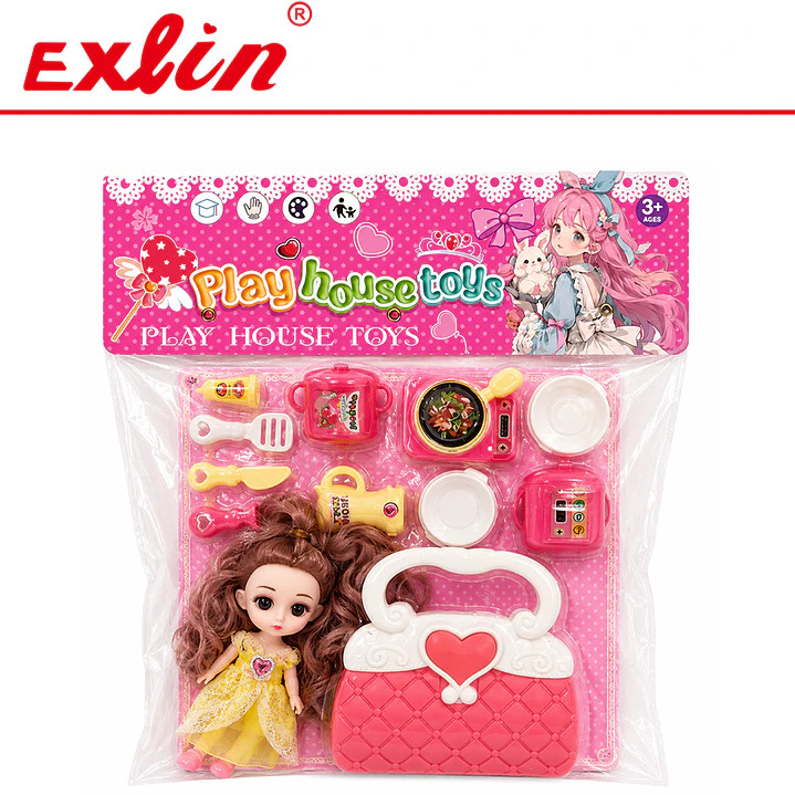 Set de Muñeca con Bolso y Cocinita de Juguete  1