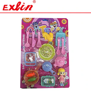Set de Cocina Infantil con Muñequita y Alimentos de Juguete 