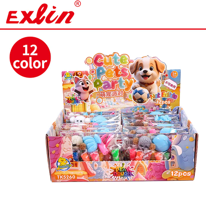 Set de Masa Moldeable Infantil Cute Pets Party 12 Colores con Moldes  1