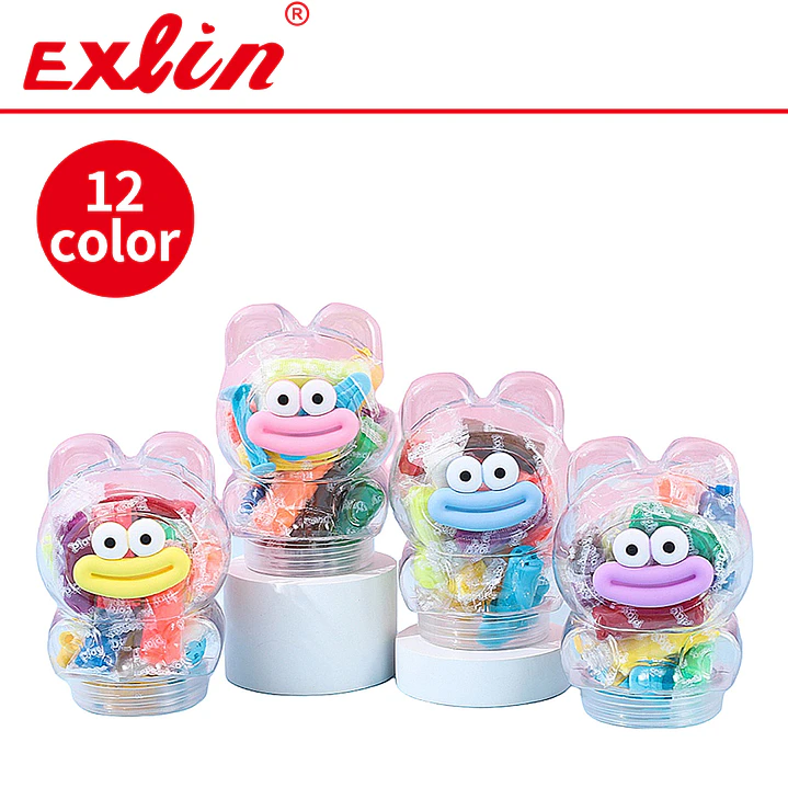 Masa Moldeable Infantil 12 Colores en Frasco Transparente con Carita Kawaii  1