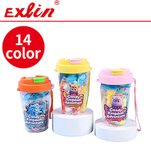 Set de Masa Moldeable Infantil Candy Kingdom Adventure 14 Colores en Vaso Portátil con Cordón