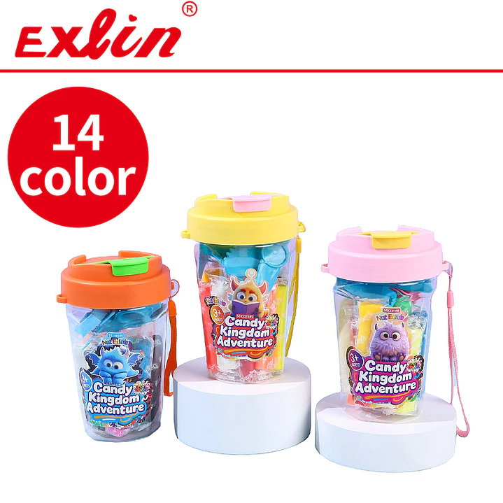 Set de Masa Moldeable Infantil Candy Kingdom Adventure 14 Colores en Vaso Portátil con Cordón 1