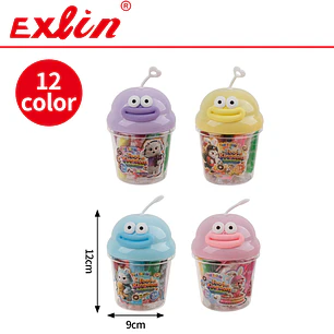 Set de Masa Moldeable Infantil Food Kingdom Adventure 12 Colores en Vaso Carita Kawaii (12x9 cm) 
