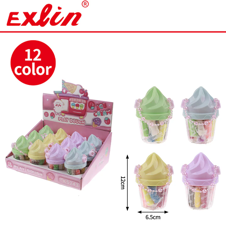 Set de Masa Moldeable Infantil 12 Colores en Frasco de Helado con Cuentas 1