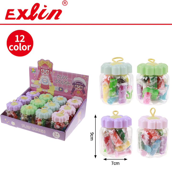 Set de Masa Moldeable Infantil 12 Colores en Pote Flor con Moldes 1
