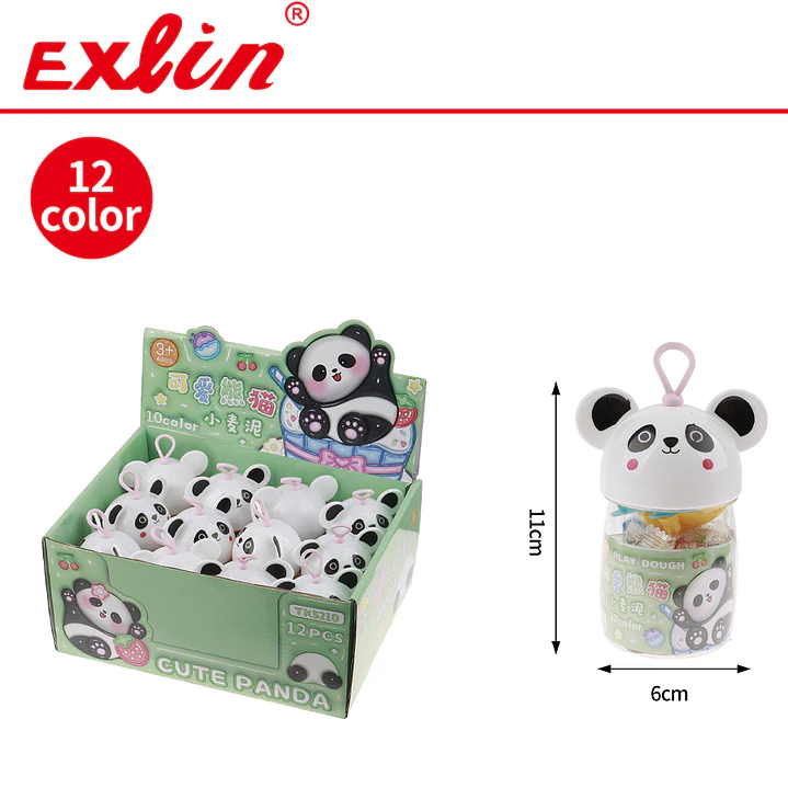 Set de Masa Moldeable Infantil 12 Colores en Frasco Osito Panda con Moldes  1