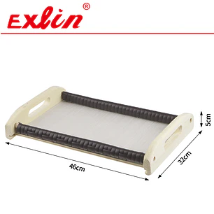 Bandeja Rectangular Grande de Madera con Asas y Detalle Tejido 