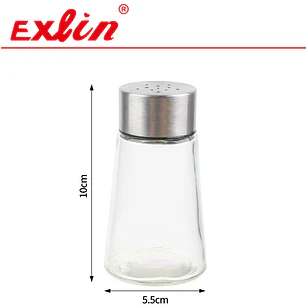 Salero Pimentero de Vidrio con Tapa de Acero Inoxidable (100 ml) 