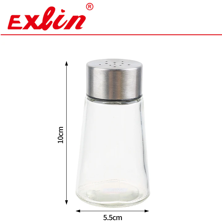 Salero Pimentero de Vidrio con Tapa de Acero Inoxidable (100 ml)  1