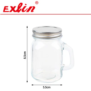 Frasco Mason Jar Pequeño con Asa y Tapa Metálica (120 ml) 