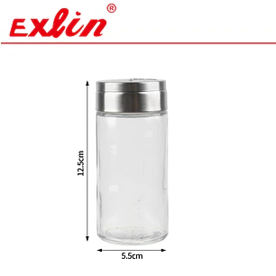 Especiero de Vidrio Cilíndrico con Tapa Giratoria Multidosificadora de Acero Inoxidable (170 ml) 