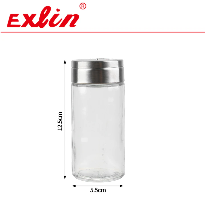 Especiero de Vidrio Cilíndrico con Tapa Giratoria Multidosificadora de Acero Inoxidable (170 ml)  1