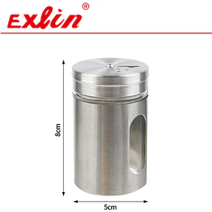 Especiero de Vidrio y Acero Inoxidable con Tapa Giratoria Multidosificadora (85 ml) 
