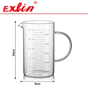 Jarra Medidora Grande de Vidrio Borosilicato con Asa (1000 ml) 