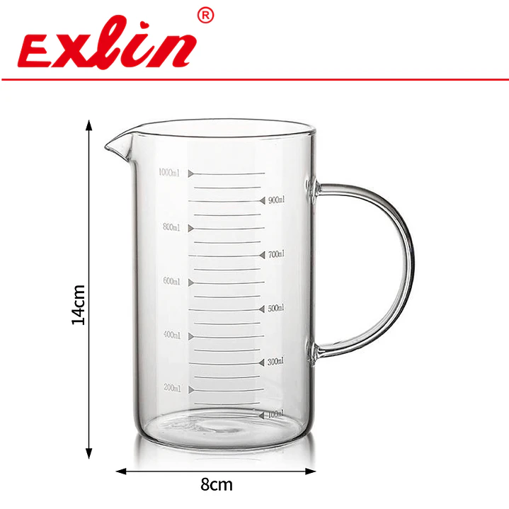 Jarra Medidora Grande de Vidrio Borosilicato con Asa (1000 ml)  1