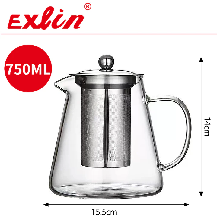 Tetera de Vidrio Borosilicato con Infusor de Acero Inoxidable  1
