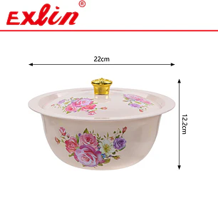 Olla Arrocera / Ensaladera Enlozada Máxima Capacidad de Acero Enamel Vintage con Tapa