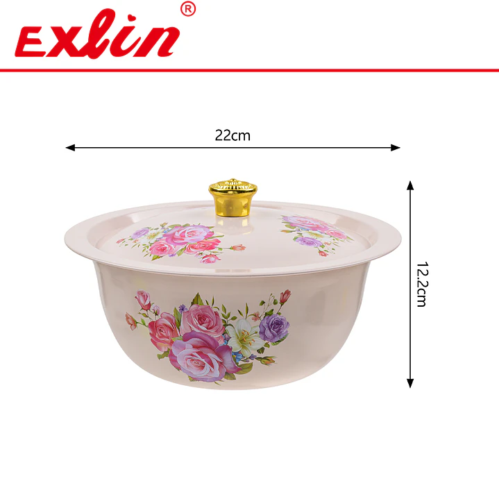 Olla Arrocera / Ensaladera Enlozada Máxima Capacidad de Acero Enamel Vintage con Tapa 1