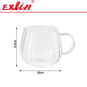Taza de Vidrio Borosilicato Acanalada Tipo Calabaza (350 ml) 