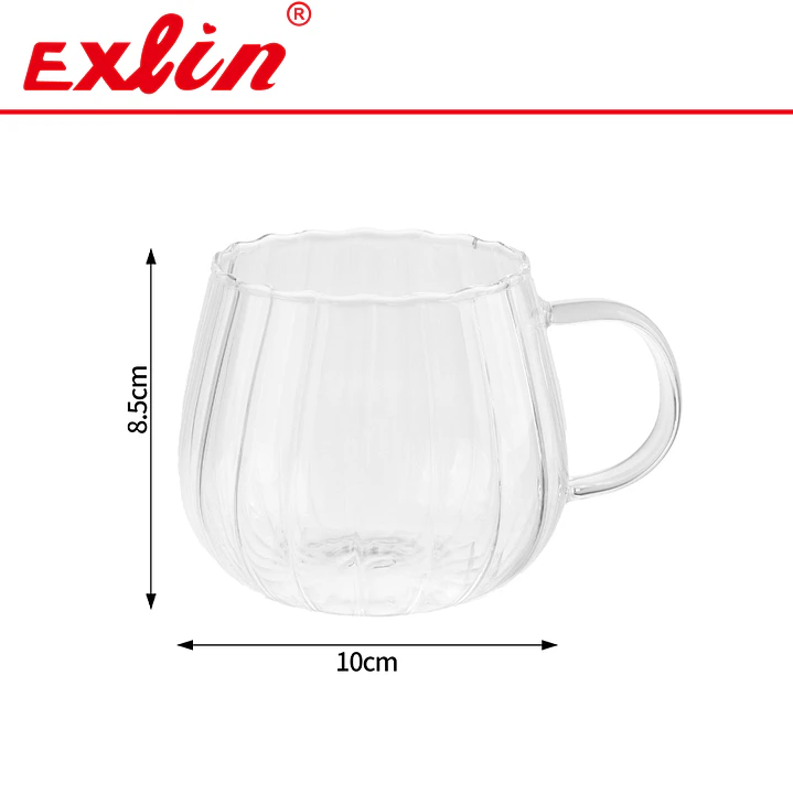 Taza de Vidrio Borosilicato Acanalada Tipo Calabaza (350 ml)  1