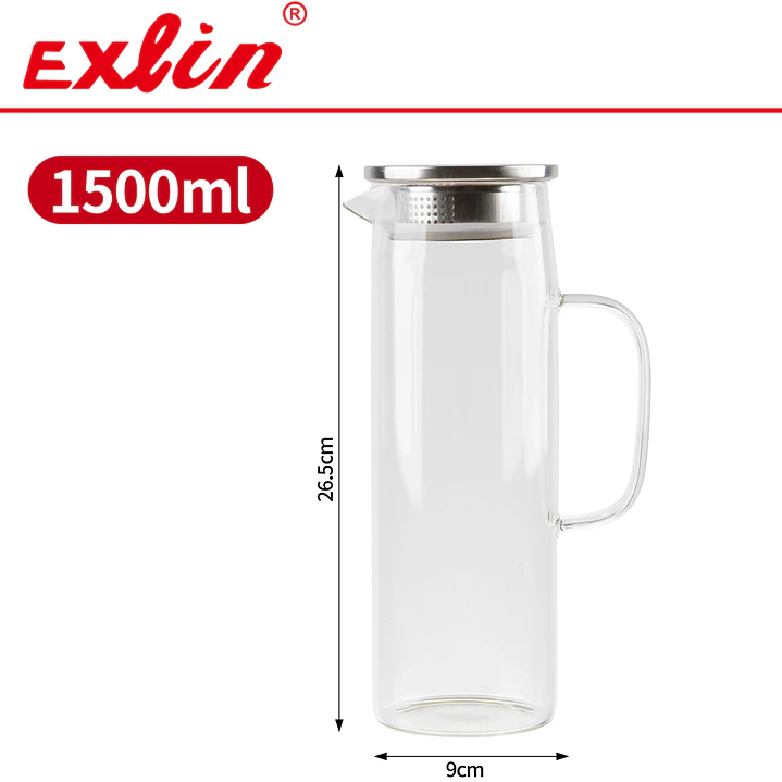 Jarra de Vidrio Borosilicato con Tapa de Acero Inoxidable y Filtro (1500 ml) 1