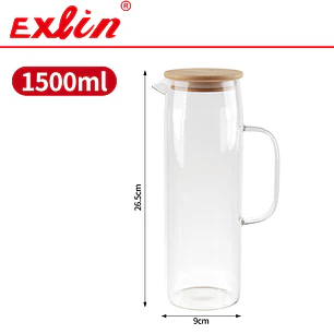 Jarra de Vidrio Borosilicato con Tapa de Bambú (1500 ml) 