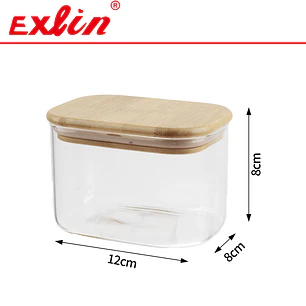 Frasco Hermético de Vidrio Borosilicato Rectangular con Tapa de Bambú