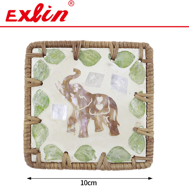 Set de Posavasos / Posaplatos de Madera de Bambú con Soporte 1