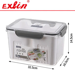 Organizador de Refrigerador Hermético Rectangular con Canastillos Removibles
