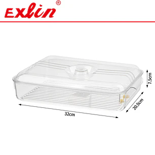 Bandeja Organizadora de Refrigerador Transparente con Rejilla Drenante y Tapa