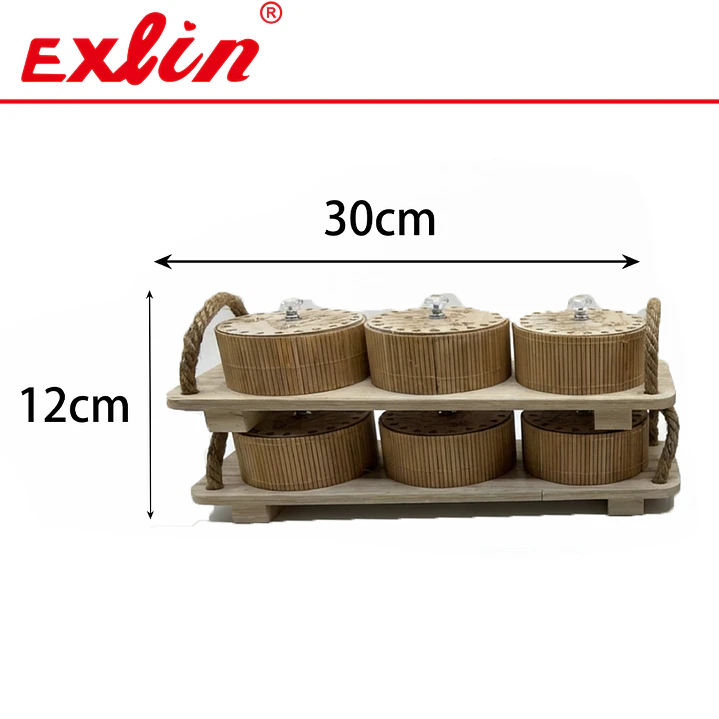 Set Condimentero Organizador de Especies de Madera de 2 Niveles con 6 Frascos Pote  1