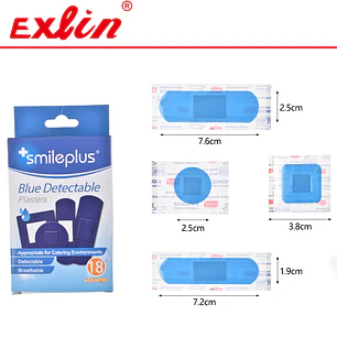 Parches Curitas Azules Detectables Surtidos Smileplus 