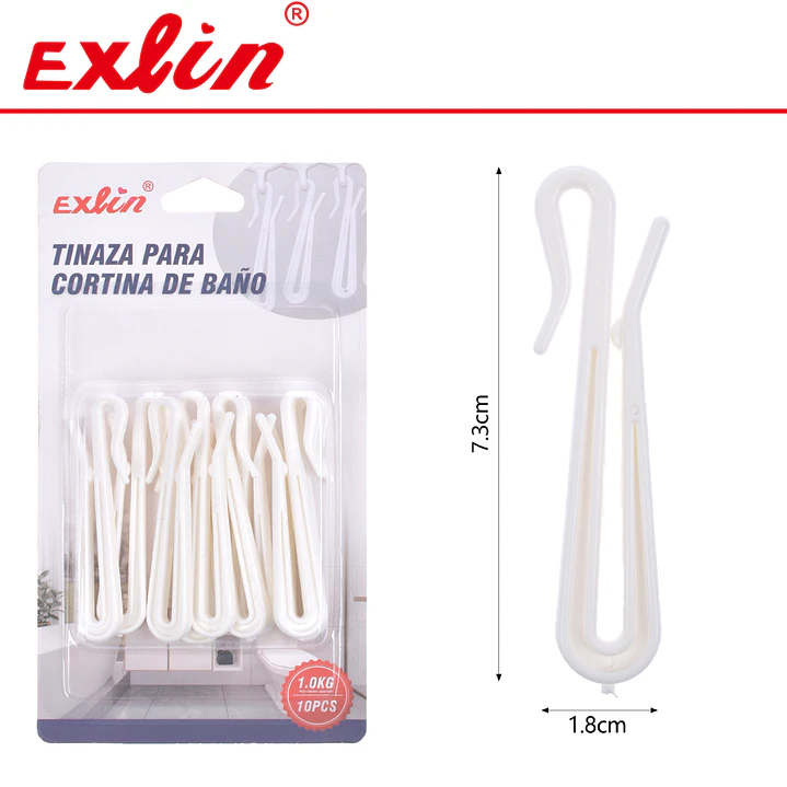 Ganchos para Cortina de Baño Blancos de Pinza Exlin  1