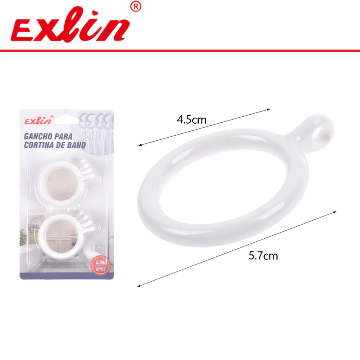 Argollas Circulares con Ojal para Barra de Cortina de Baño Exlin 1