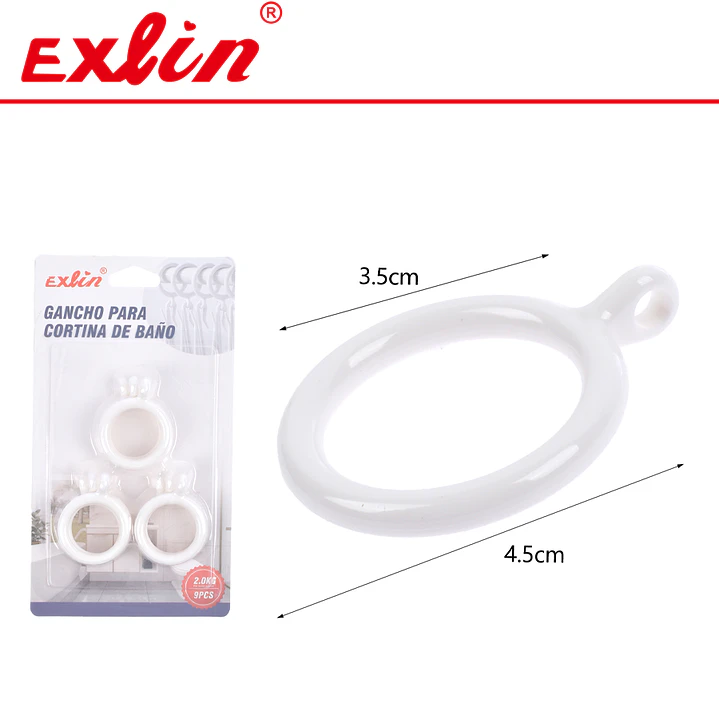 Argollas Circulares Compactas con Ojal para Cortina de Baño Exlin  1