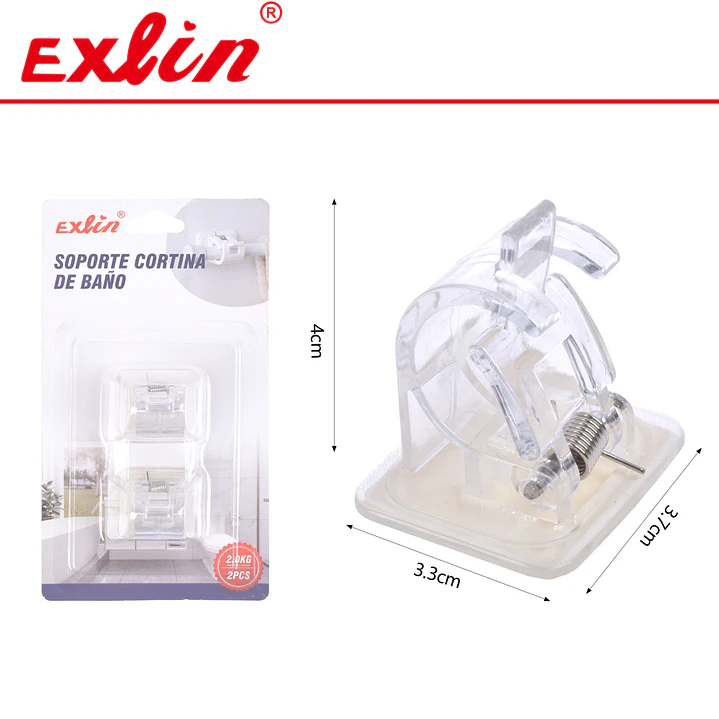 Soportes Adhesivos Transparentes para Barra de Cortina de Baño Exlin  1