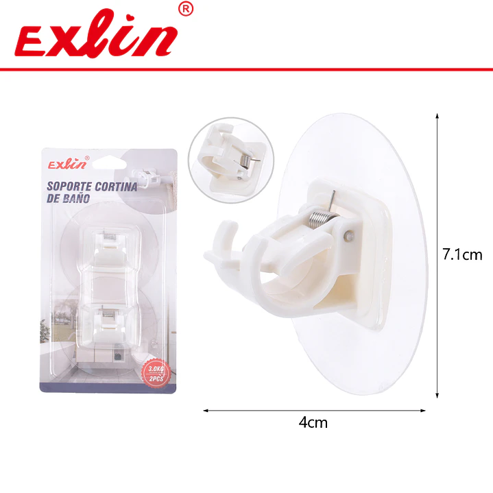 Soportes Adhesivos Redondos Reforzados para Barra de Cortina de Baño Exlin 1