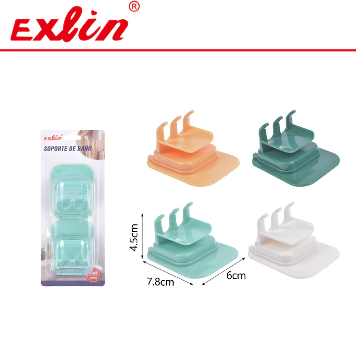 Soportes Adhesivos Multiuso para Baño con 3 Ganchos Exlin 1
